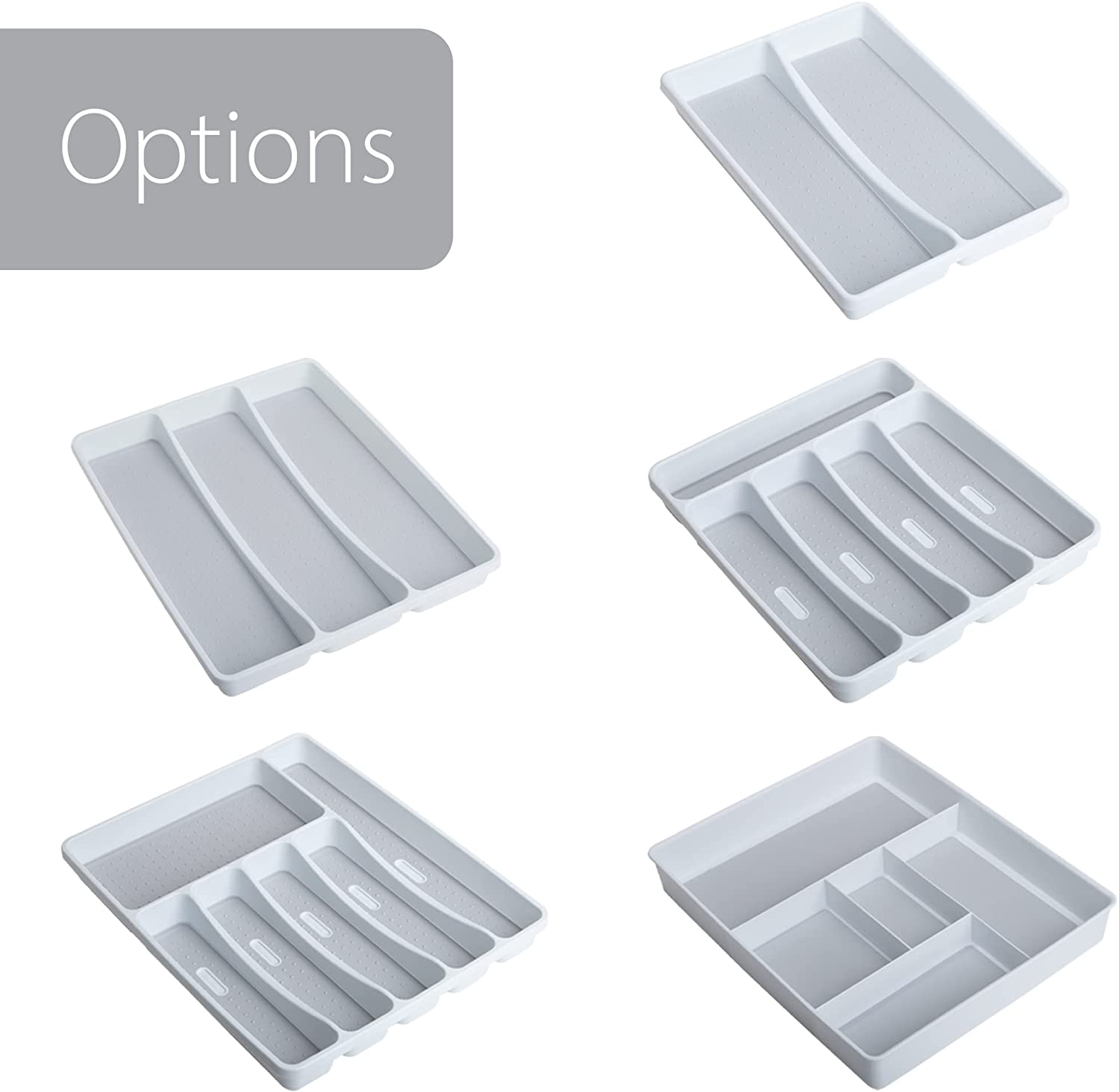 Plastic Drawer Organizer – BPA Free 6-Compartment – 16" x 13.25" – White