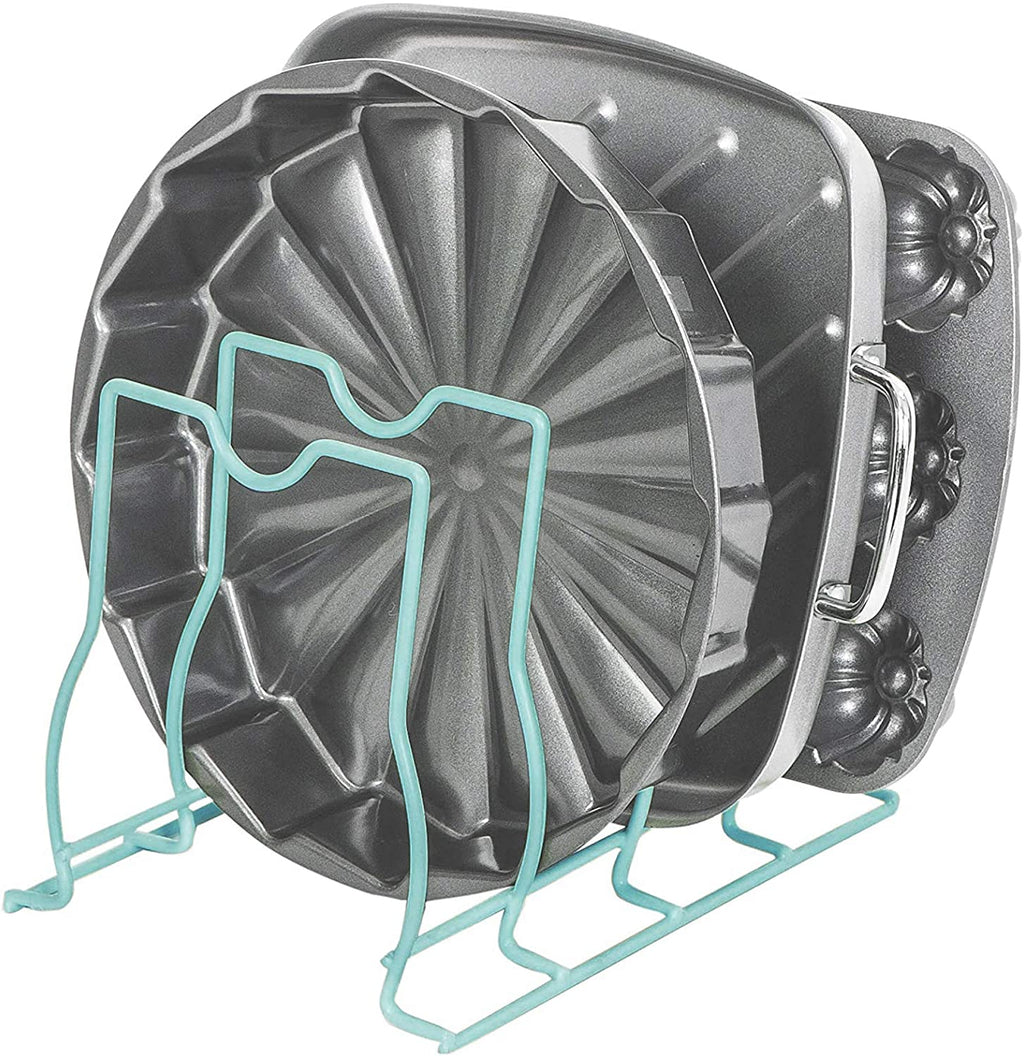 Bakeware and Lid Storage Rack with 4-Compartment Dividers