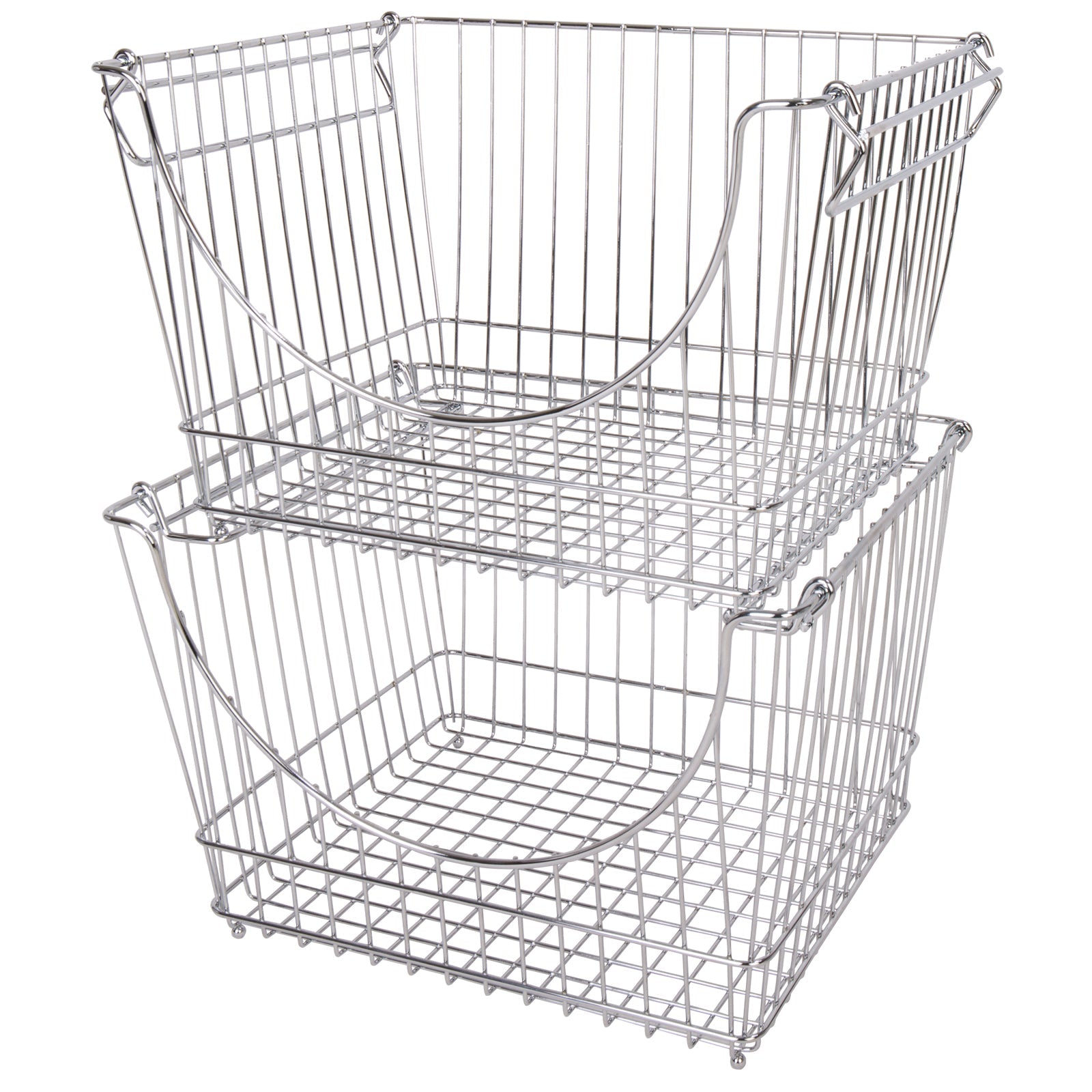 Large Metal Wire Stacking Baskets with Handles
